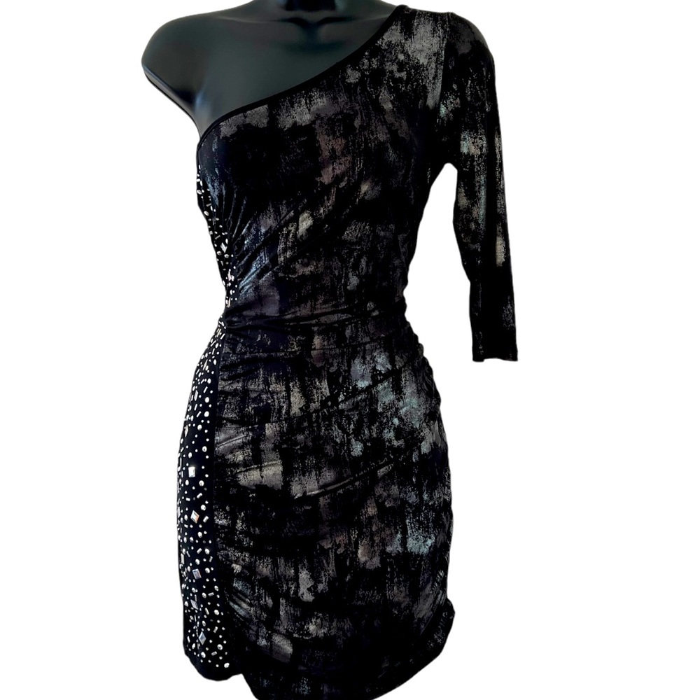 EUC | Black and Silver MINI dress with rhinestones | Medium